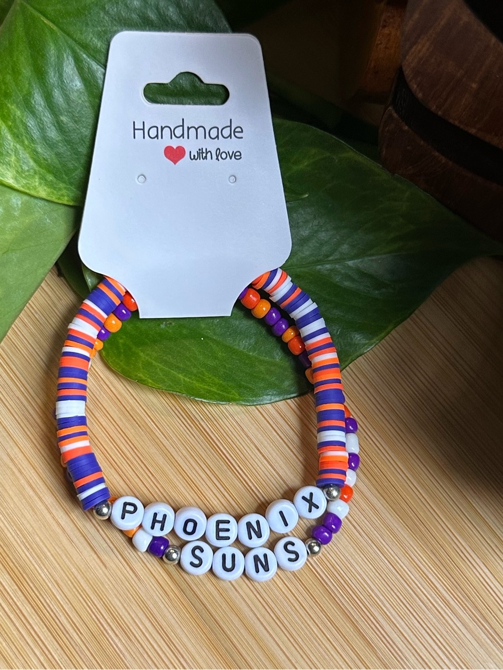 🏀 2-Piece Phoenix Suns Stretchy Bracelet‎ Set | Handmade | Beaded